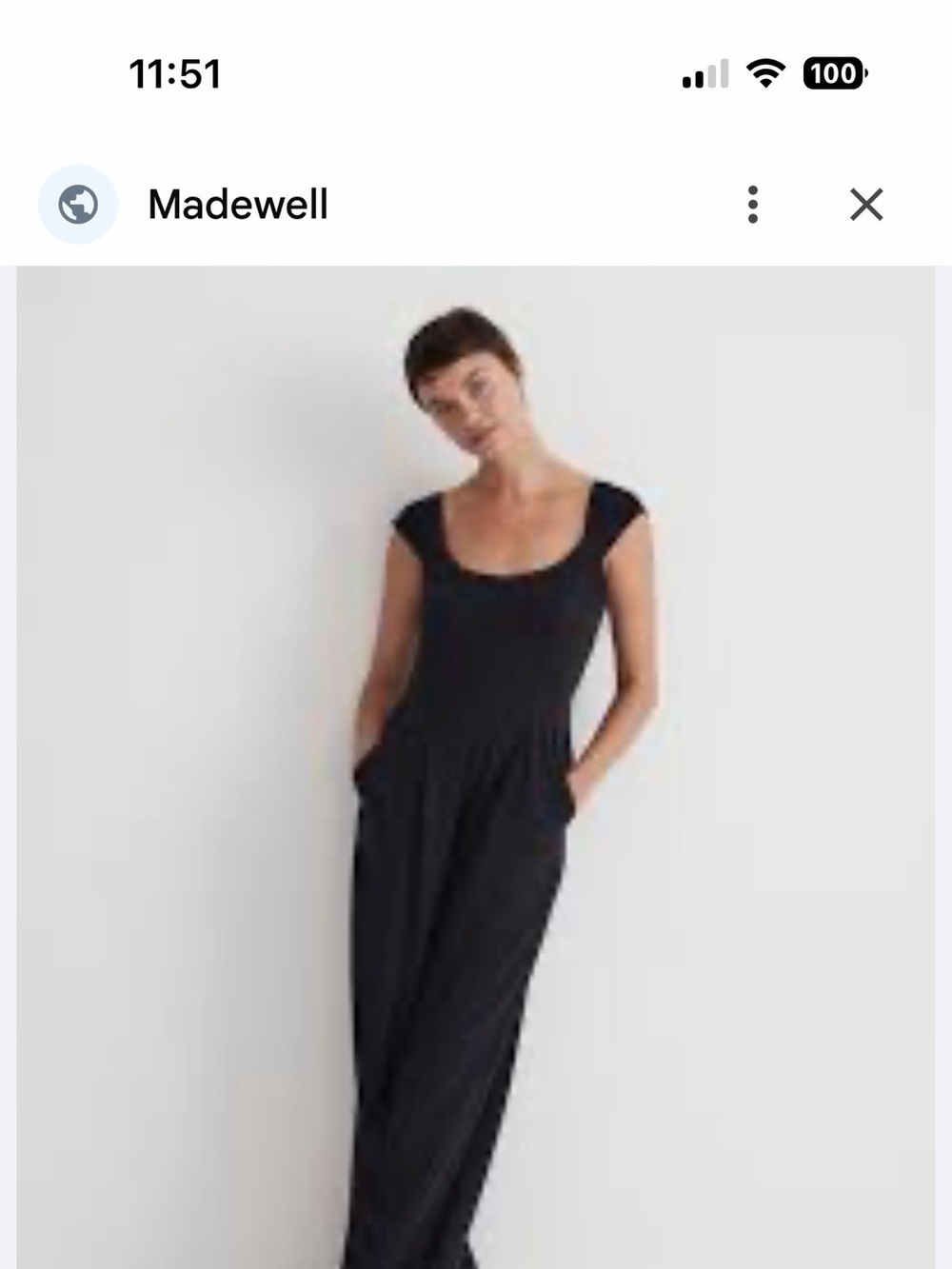 Madewell Black Cap-Sleeve jumpsuit - size 12 (with Pockets)
